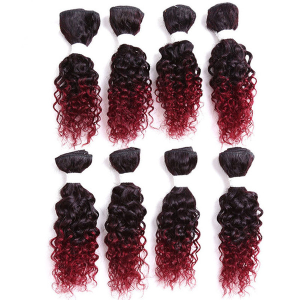 Rare Hair Short Style Jerry Curly Synthetic Hair Weaving 8 Bundles 8 Inches Jerry Curl Synthetic Weft Hair