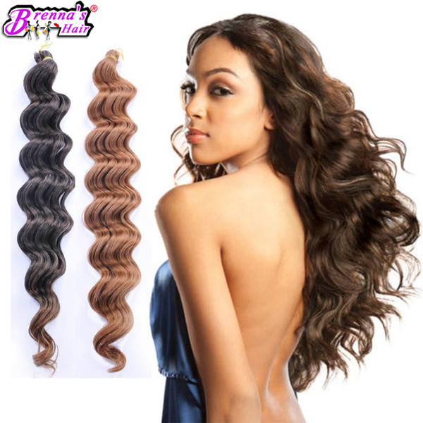 18inch Freetress deep wave synthetic crochet braids Big wave braiding hair extension weave bundles two tone blonde natrual wave wefts