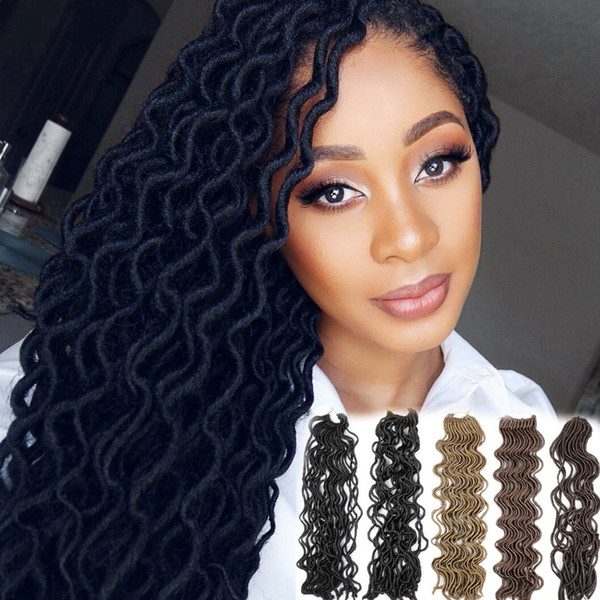 24 Strands/Pcs Faux Locs Curly Crochet Braids Soft Locks hair 20 Inch Heat Resistant Synthetic Hair Extension