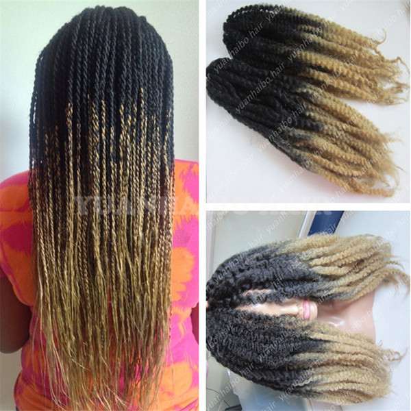 Stocking 20in fold 1bT27 kinky twist marley braids fiber ombre color synthetic braiding hair 