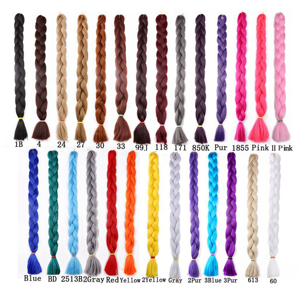 Women Pure Color Braiding Hair High Temperature Fiber Jumbo Braid Synthetic Hair Extensions 41 Inch 165g RRA596