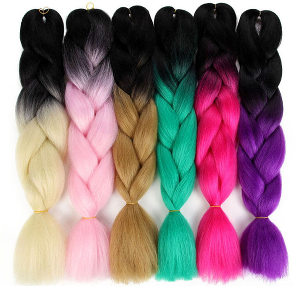 5 pcs Kanekalon Synthetic Hair Jumbo Braid Crochet Hair Extensions Two Tone Ombre Braiding Hair 24 inch 100g/Pack