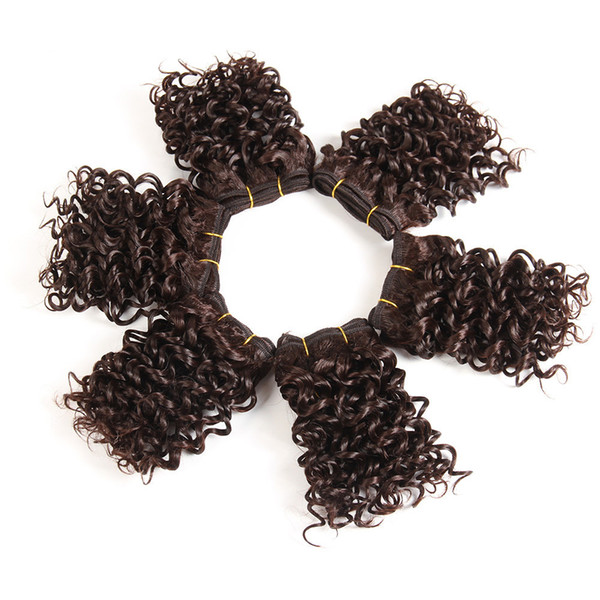 Mtmei jerry curly hair weaving synthetic hair bundles ombre burgundy black color 6