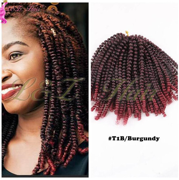 Spring Kanekalon Crochet Braids Ombre Braiding Hair Twists Fluffy Spring Hair Extensions Ombre Crochet Braids Brown Burgundy Twists