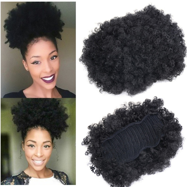 Hot style Afro Short Kinky Curly Ponytail Bun cheap hair 50g 100g Synthetic hair ponytail for black women