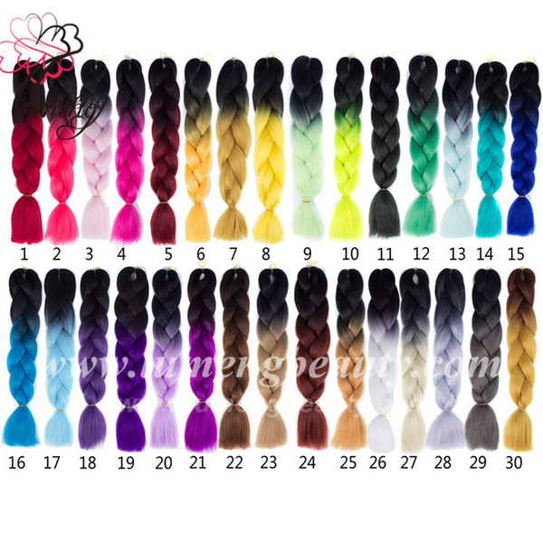 Lumeng Ombre Synthetic Braiding Hair 24inch/pc 100g/piece Two Three Tone Colored Mambo Twist Hair Extension Jumbo Braids Bulk Hair Braiding