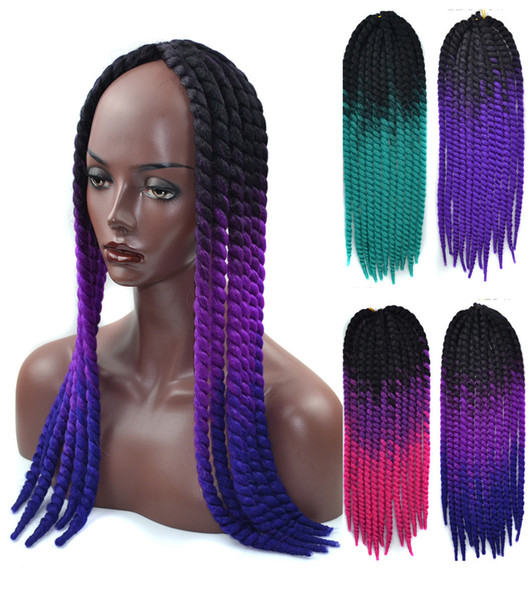 22-inch Staining Gradual Torsion Braid dreadlock Receiving Black Braid soft dread lock havana mambo twist