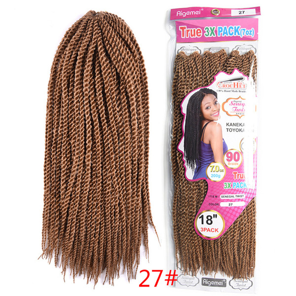 Silky Strands 3PCS/lot Senegalese Twist Hair Crochet Braids Ombre Synthetic Low Temperature Braiding Hair 18'' 100g 12Roots/Pack