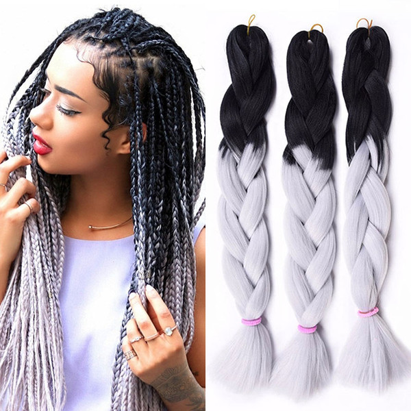 Ombre Xpression Braiding Synthetic Hair Extensions Two Tone 24 Inches Jumbo Crochet Braids Box Braids 100% Kanekalon Braiding Hair