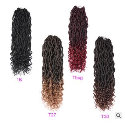 European and American black wig lady Qu hollow braided curl Faux locs wrapped chemical fiber Qu factory direct sale