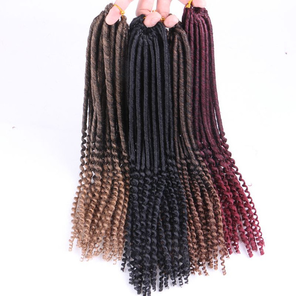 Synthetic Crochet Braids Twist Soft Dreadlocks 20inch 100G Ombre Color Synthetic Braiding Hair Extensions Curly Ends