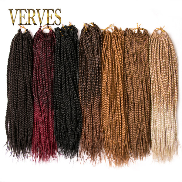 VERVES 5 piece Box Braids Hair Synthetic 18 inch Crochet Hair Extensions 22 Strands/pack Ombre Braiding Hair Braids