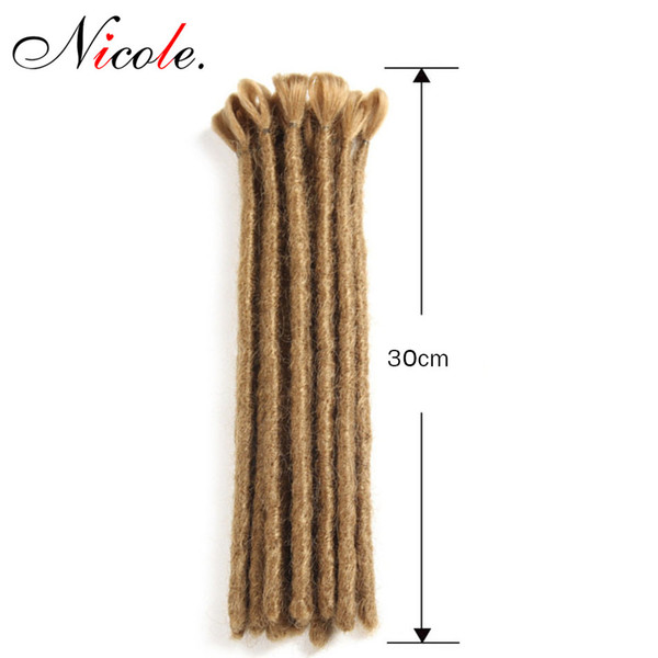 Nicole Hair Handmade 15-30CM Synthetic Jamaica Dreadlocks Crochet Braiding Hair Extensions for Hippie Tribal Style Hair For Man