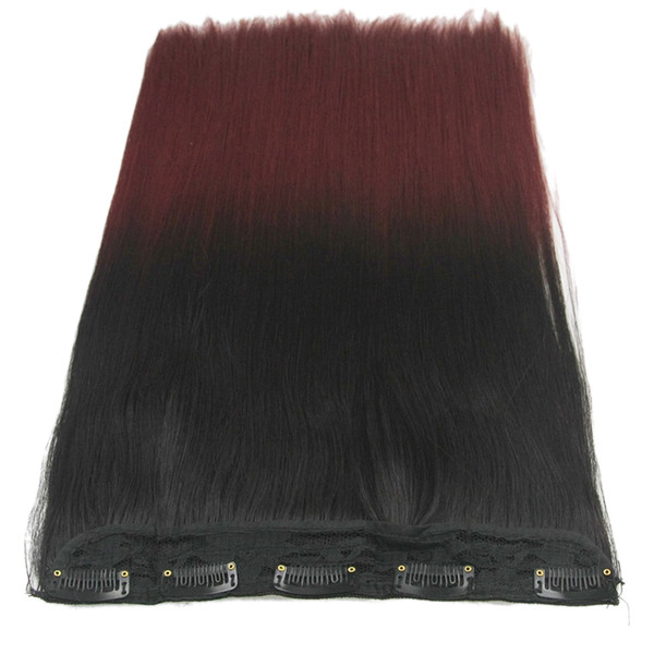 Ombre Hair Straight High Tempreture Fiber Synthetic Hair Clip In Hair Extensions Hairpiece 20 Colors Black To Brown New