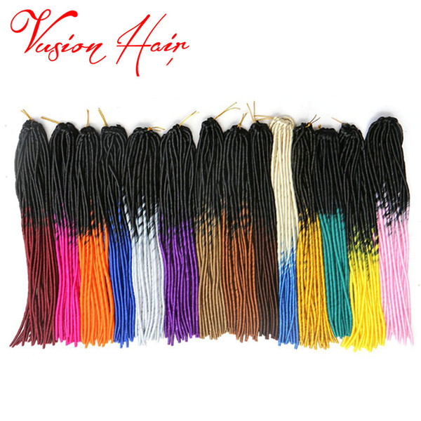 Two Color Faux Locs Crochet Hair Extensions 20 inch 20 strands/pack Ombre Kanekalon Braiding Hair Goddess Faux Locs Crochet Hair