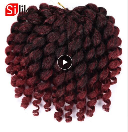 8inch Ombre Jumpy Wand Curl Crochet Braids 22 Roots Jamaican Bounce Synthetic Crochet Hair Extension for Black Women