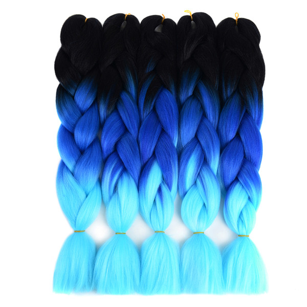 Three Tone Ombre Synthetic Braiding Hair Crochet Box Braids 24 inch/pakc Kanekalon Braiding Hair Over 15 Color Xpression Braiding Hair