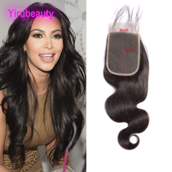 Peruvian Human Hair 4X6 Lace Closure Body Wave Free Three Middle Part Virgin Hair 4*6 Closure With Baby Hair