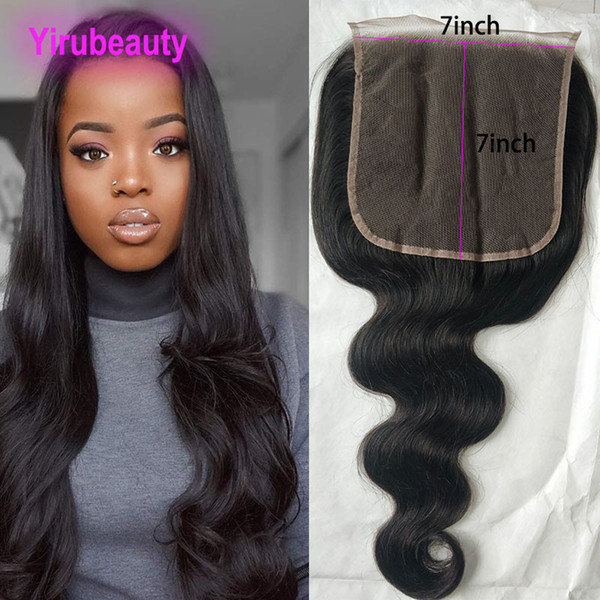 Indian Raw Virgin Hair 7X7 Lace Closure Body Wave 8-26inch 100% Human Hair Products Top Closures Natural Color 8-26inch