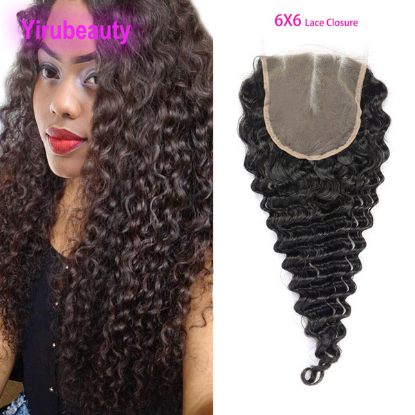 Peruvian Virgin Hair 6X6 Lace Closure With Baby Hair Deep Wave Six By Six Lace Closure Curly 8-20inch Natural Color