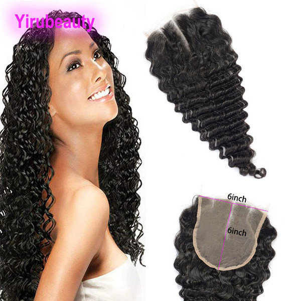 Malaysian 10A Lace Closure 6X6 Human Hair Deep Wave Natural Color 6*6 Closure With Baby Hair Extensions