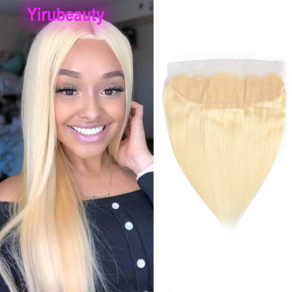 Brazilian Virgin Hair 13X4 Lace Frontal Blonde Color 613# Silky Straight 13 By 4 Frontal With Baby Hair Pre Plucked