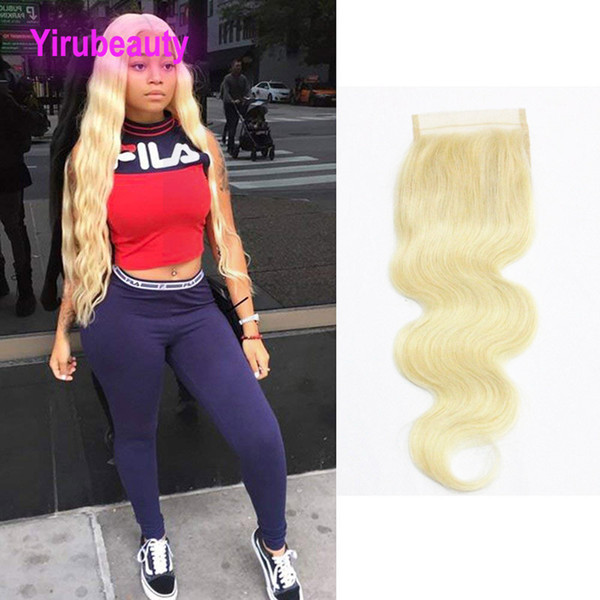 Brazilian Raw Virgin Hair 4x4 Lace Closure 613# Color Body Wave 4X4 Lace Closure With Baby Hair Body Wave 4X4 Lace Closure 613# Blonde