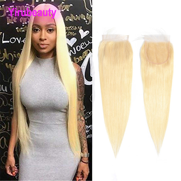 Peruvian Unprocessed Human Hair 4X4 Lace Closure 613# Silky Straight Virgin Hair 4X4 Lace Closure Middle Free Three Part