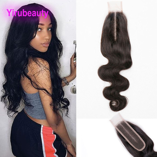 Brazilian Virgin Hair Extensions Body Wave 2X6 Lace Closure Middle Part Natural Color Human Hair 2 By 6 Closure With Baby Hair