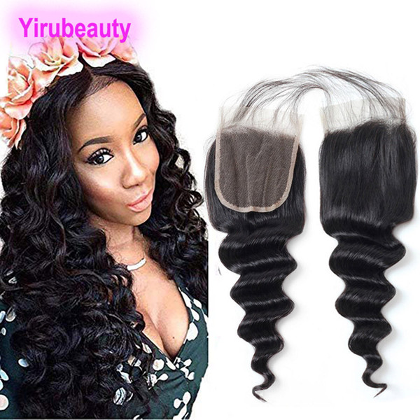 Indian Virgin Hair 4X4 Lace Closure With Baby Hair Loose Deep Natural Color Deep Loose Lace Closure Hair Products