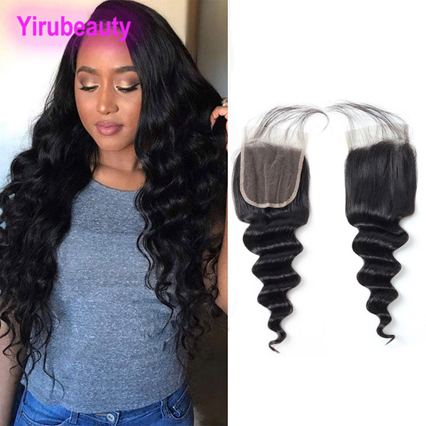 Peruvian Loose Deep 4X4 Lace Closure With Baby Hair Natural Color Virgin Human Hair Top Closures 4 By 4 Lace Closure