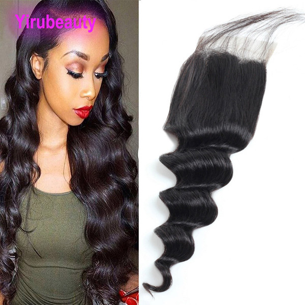 Malaysian 9A Human Hair 4X4 Lace Closure Loose Deep Top Closures Middle Three Free Part Virgin Hair 8-22inch