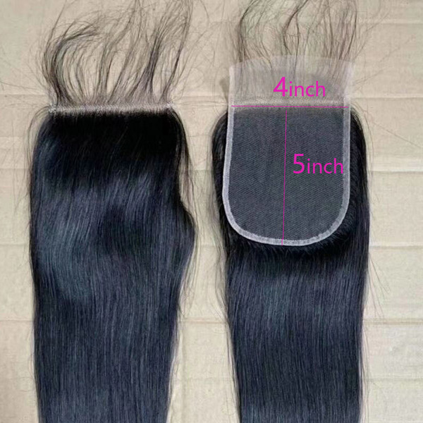 Malaysian 4X5 Lace Closure New Lace Size Straight 100% Human Hair Four By Five Closure Natural Color Middle Three Free Part