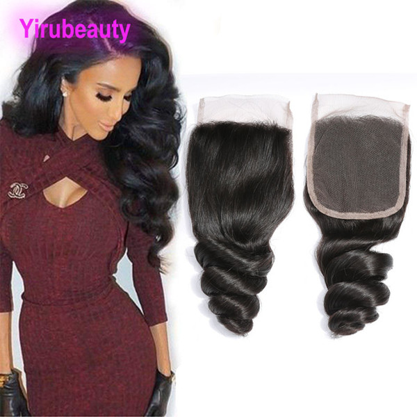 Brazilian Virgin Hair 4X4 Lace Closure Loose Wave Middle Free Three Part 8-22inch Human Hair Lace Closure With Baby Hair