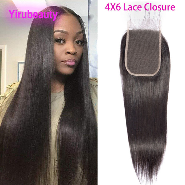 Brazilian Virgin Hair 4X6 Lace Closure With Baby Hair Straight Body Wave 8-20inch Natural Color Human Hair Top Closures Straight