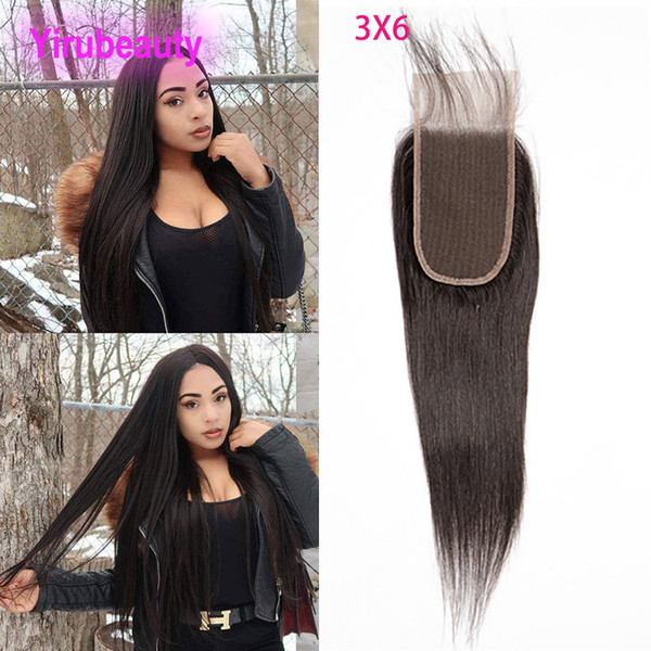 Malaysian Human Hair 9A 3X6 Lace Closure Straight Virgin Hair Baby Hair Lace Closure 3*6 Middle Free Part Straight Yirubeauty