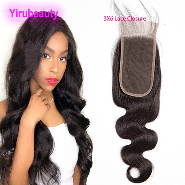 Peruvian Human Hair 3X6 Lace Closure Middle Free Part Body Wave 3 By 6 Closure With Baby Hair Extensions Natural Color