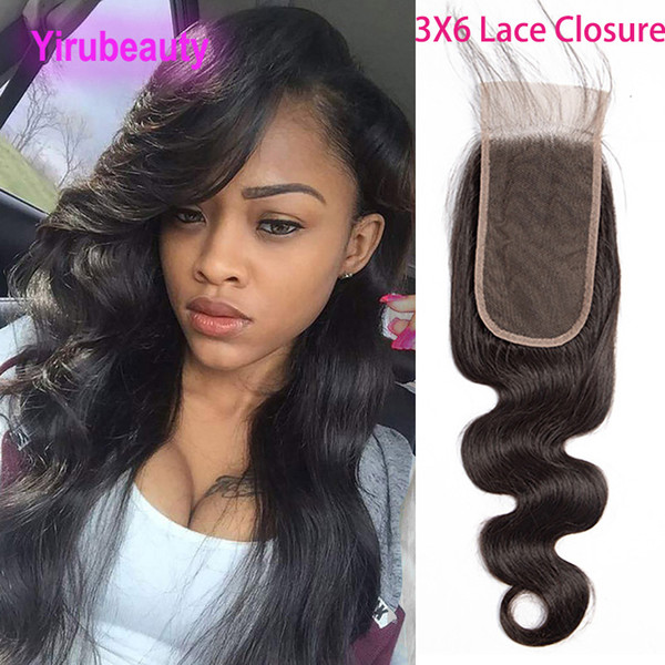 Indian Virgin Hair 3X6 Lace Closure Human Hair Lace Closure Body Wave Middle Free Part 3*6 Closure With Baby Hair Natural Color