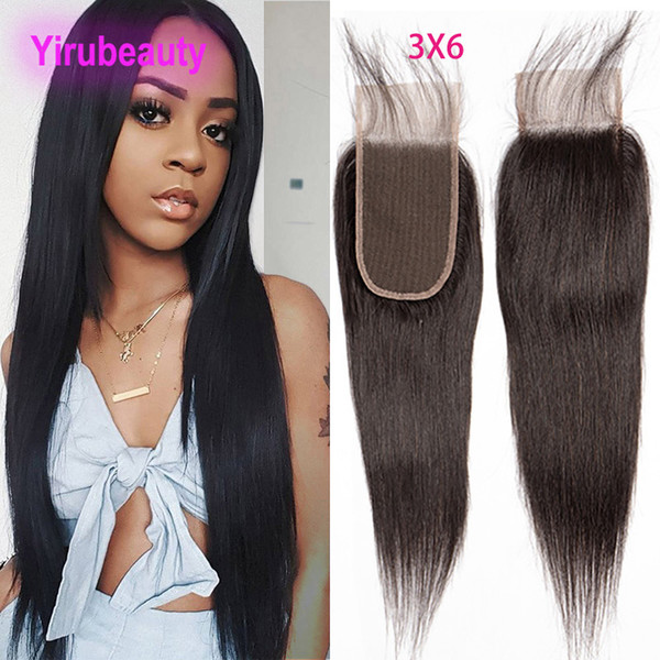 Indian Raw Virgin Human Hair 3X6 Lace Closure With Baby Hair Natural Color Straight 3*6 Top Closures Yirubeauty 8-22inch Hair Products