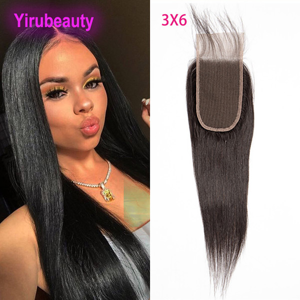 Peruvian Unprocessed Human Hair 8-30inch 3 X6 Lace Closure Silky Straight Virgin Hair Three By Six Closure Straight Natural Color