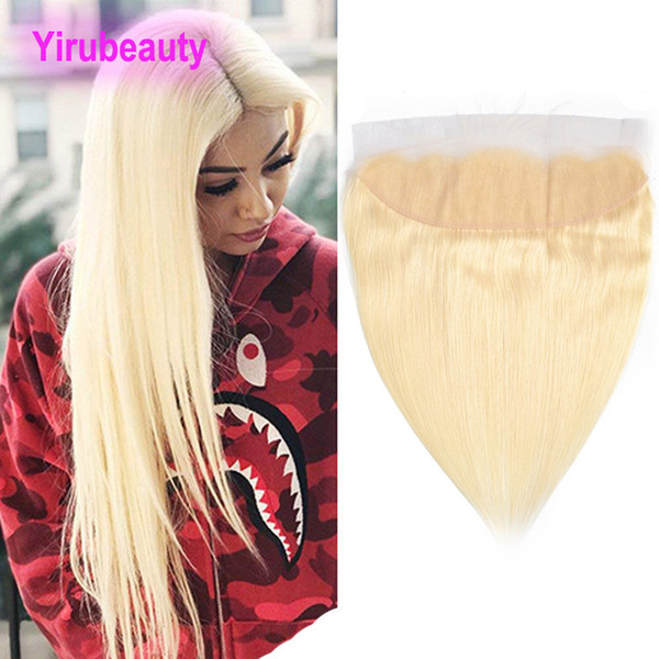 Malaysian Human Hair 13X4 Lace Frontal Silky Straight 613# Blonde Virgin Hair Pre Plucked Lace Frontal Straight 13X4 Closures Free Part