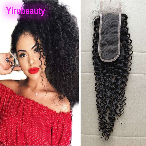 Peruvian Human Hair 2X6 Lace Closure With Baby Hair Kinky Curly Virgin Hair 2*6 Lace Closure Natural Color Top Closure 8-20inch