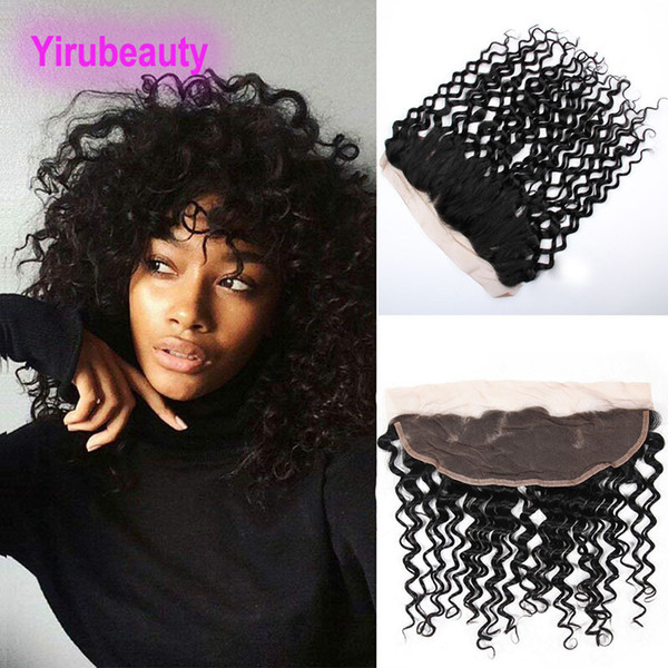 Brazilian 13X4 Lace Frontal Water Wave 8-22inch Human Hair Free Part Ear To Ear Lace Frontal Natural Color Top Closures