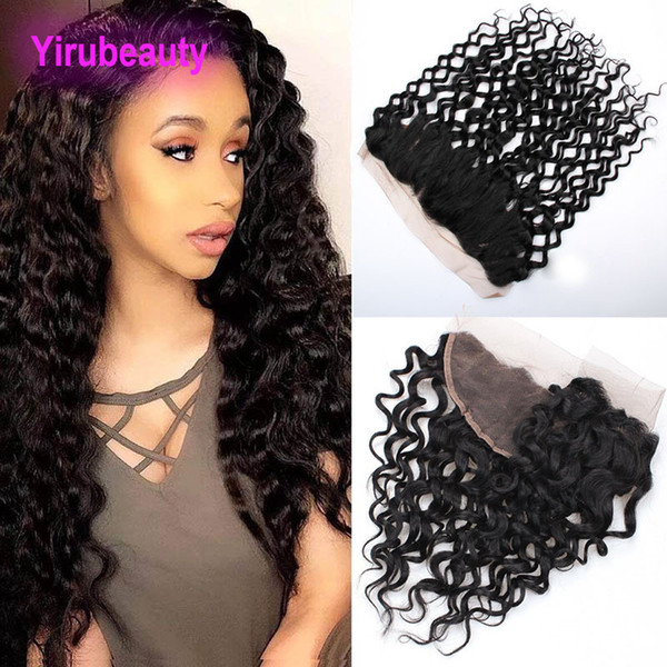 Peruvian Human Hair 13X4 Lace Frontal Ear To Ear 8A Water Wave Yiruhair Virgin Hair Free Part 8-22inch Wet And Wavy 13 By 4