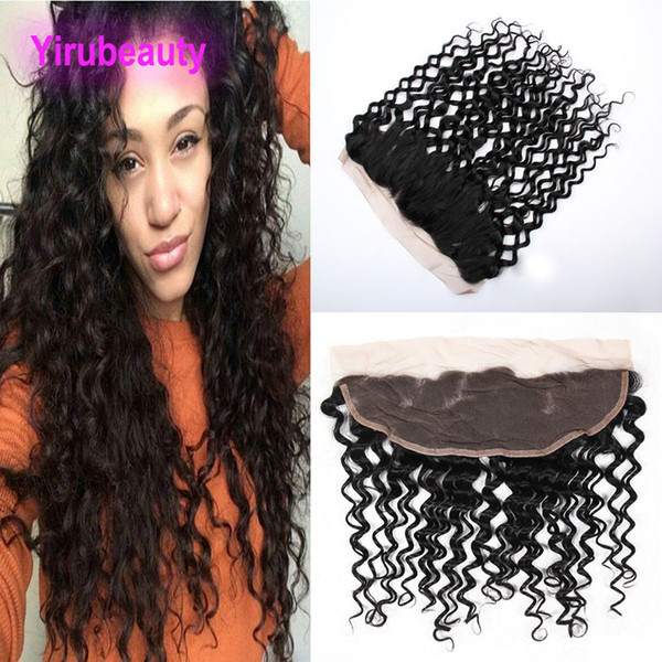 Wholesale Water Wave 13X4 Lace Frontal With Baby Hair Lace Frontal Closures Wet And Wavy Curly Malaysian Human Hair Frontal