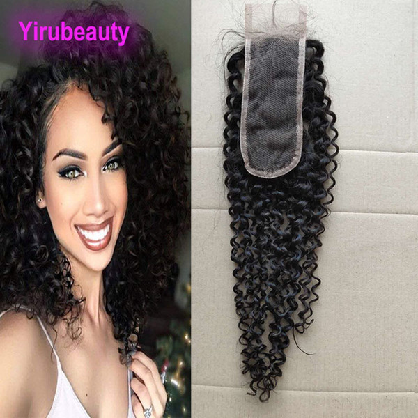 Indian Virgin Hair 2X6 Closure Kinky Curly Human Hair Top Closures Natural Color Kinky Curly 2*6 Lace Closure With Baby Hair