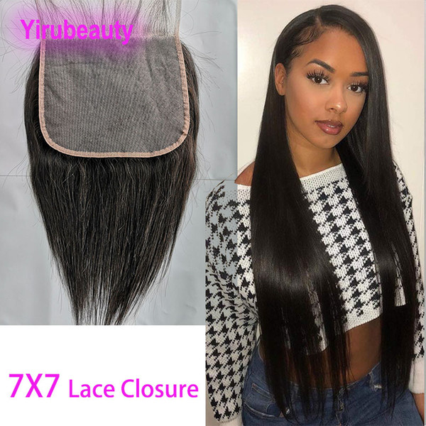 Malaysian New Hair Products 7X7 Lace Closure With Baby Hair Natural Color Straight 8-26inch Seven By Seven Closure Yirubeauty