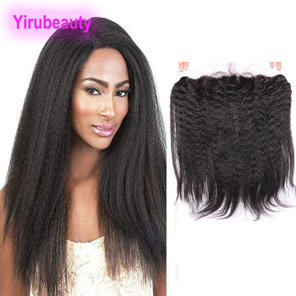 Malaysian 9A Human Hair 13X4 Lace Frontal Ear To Ear Pre Plucked Kinky Straight Natural Color 8-22inch Yaki Top Closures