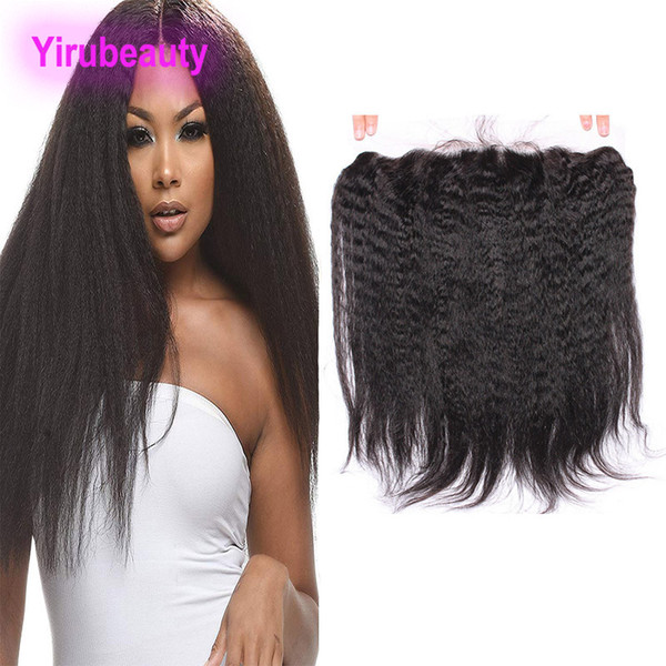 Peruvian Human Hair 13X4 Lace Frontal 8-22inch Kinky Straight Yaki Silky Virgin Hair Ear To Ear With Baby Hair Free Part Lace Frontal