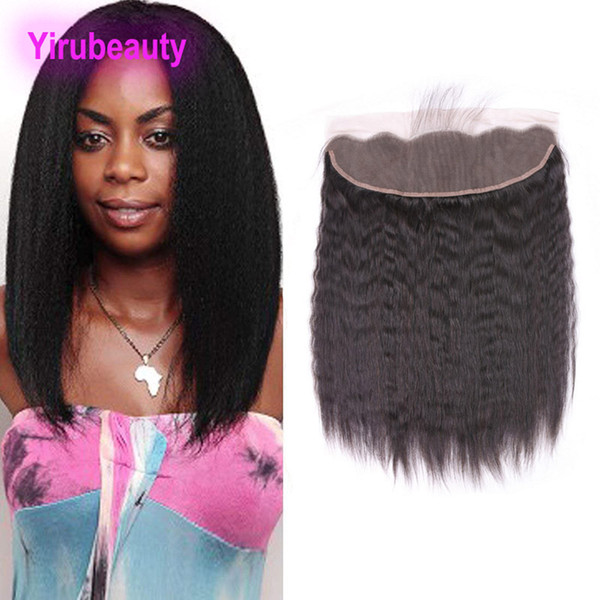 Brazilian Virgin Hair 13X4 Lace Frontal Kinky Straight Human Hair 4 By 13 Lace Frontal Croase Yaki Hair Extensions 8-22inch Free Part